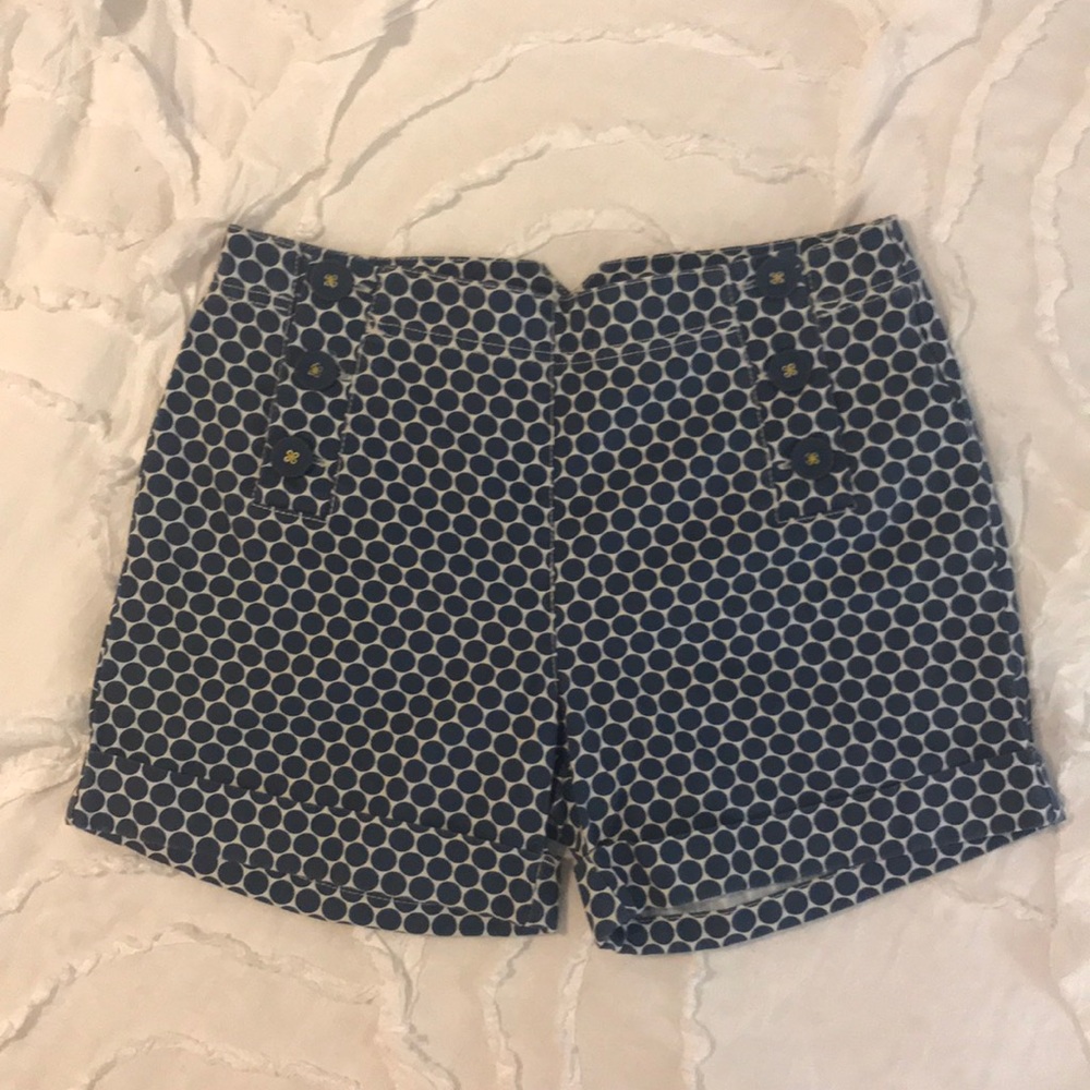 Boden blue dotty high-waist sailor shorts size 10